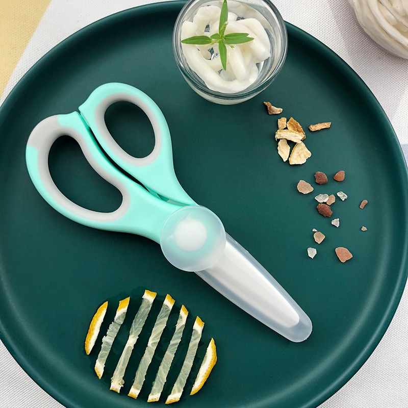 Baby Food Mills Ceramic Scissors Portable Infant Feeding Aid Scissors with Shear Case Food Scissors Baby Supplies Baby Tableware